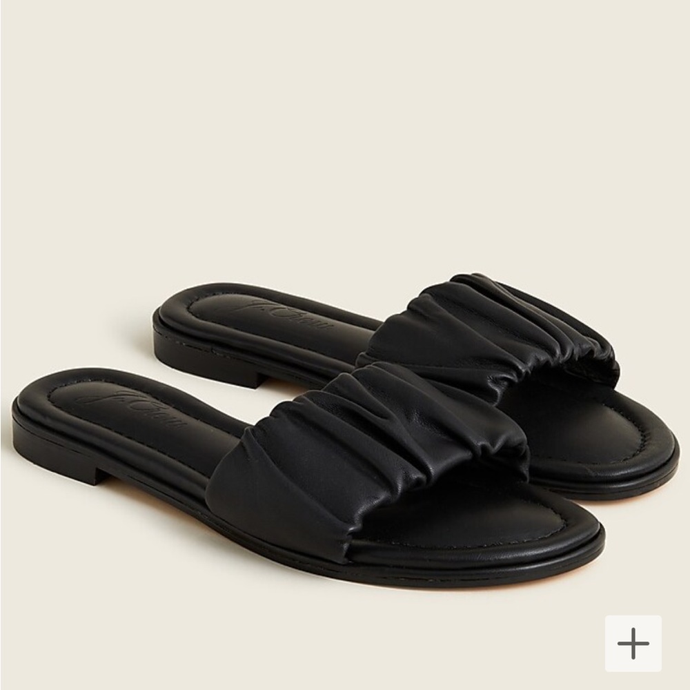 J Crew Menorca Black Leather Slides, Women’s size 8